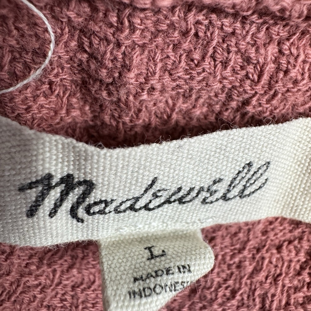 Madewell Mauve Pink Smocked Bell Sleeve Blouse 100%‎ Cotton Large Boho Romantic - Picture 3 of 5
